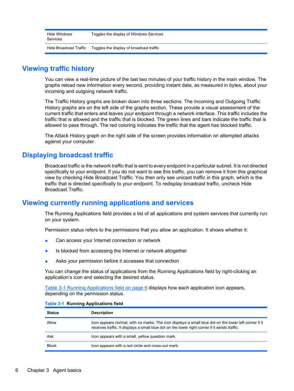Viewing traffic history, Displaying broadcast traffic | HP t5740 Thin Client User Manual | Page 12 / 33
