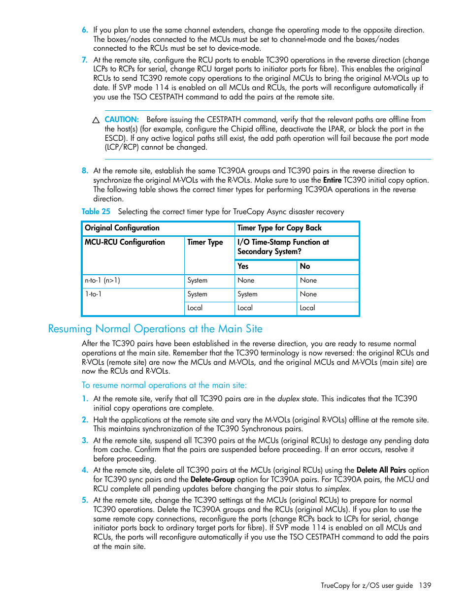 Resuming normal operations at the main site, To resume normal operations at the main site | HP StorageWorks XP Remote Web Console Software User Manual | Page 139 / 208