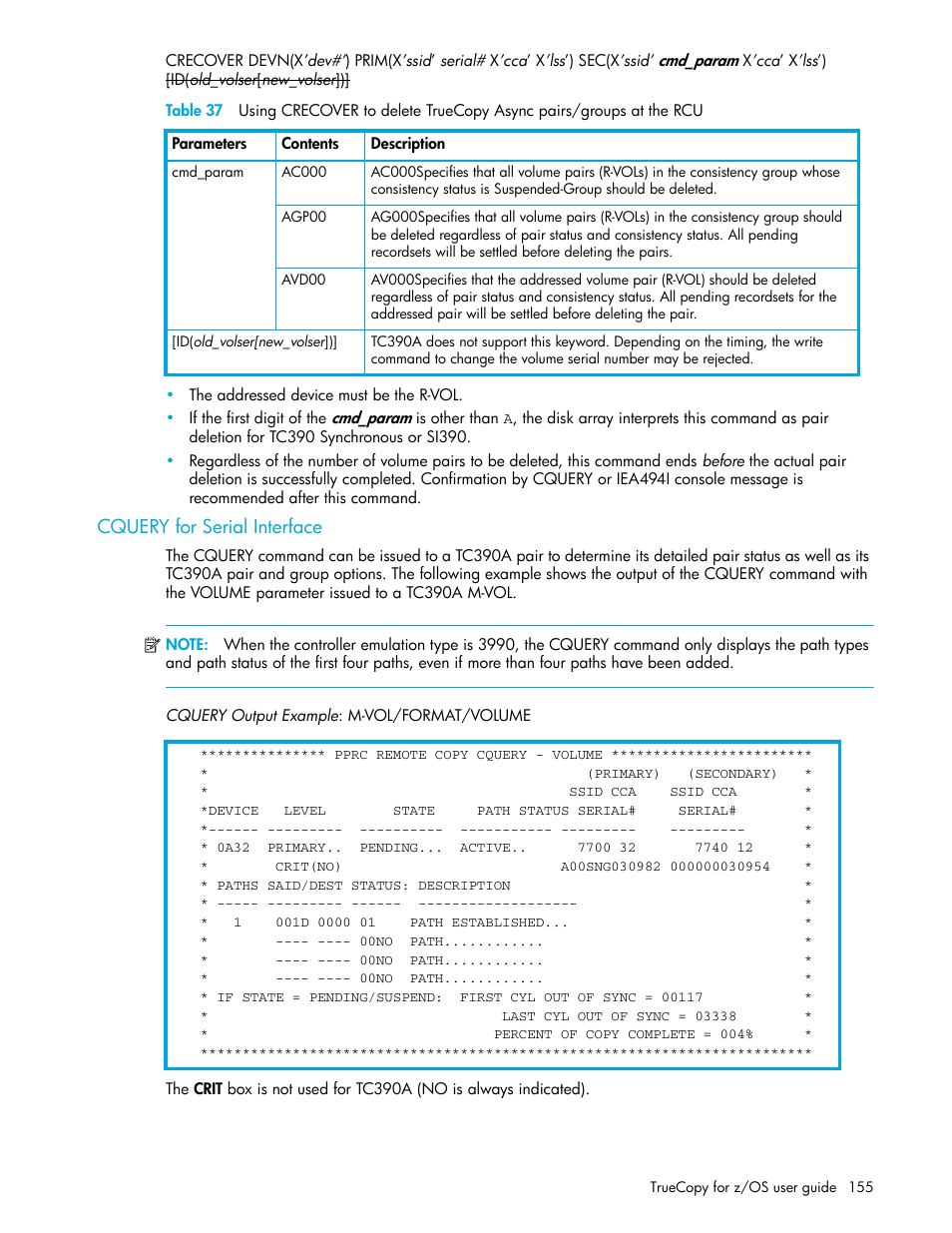 Cquery for serial interface | HP StorageWorks XP Remote Web Console Software User Manual | Page 155 / 208