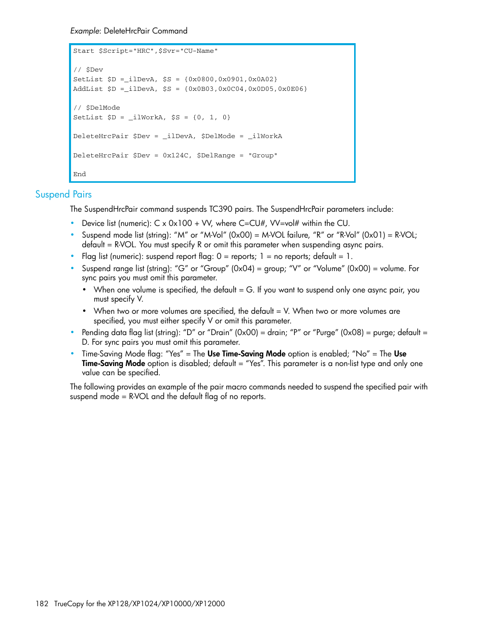 Suspend pairs | HP StorageWorks XP Remote Web Console Software User Manual | Page 182 / 208