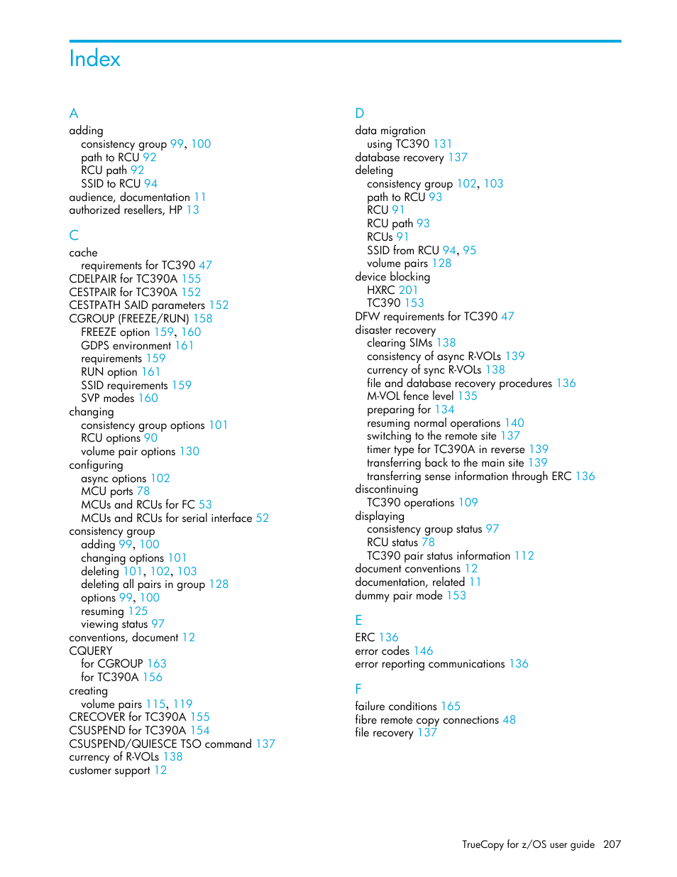 Index | HP StorageWorks XP Remote Web Console Software User Manual | Page 205 / 208
