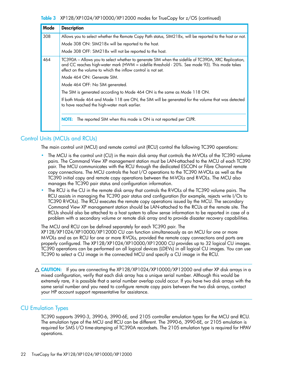 Control units (mcus and rcus), Cu emulation types | HP StorageWorks XP Remote Web Console Software User Manual | Page 22 / 208