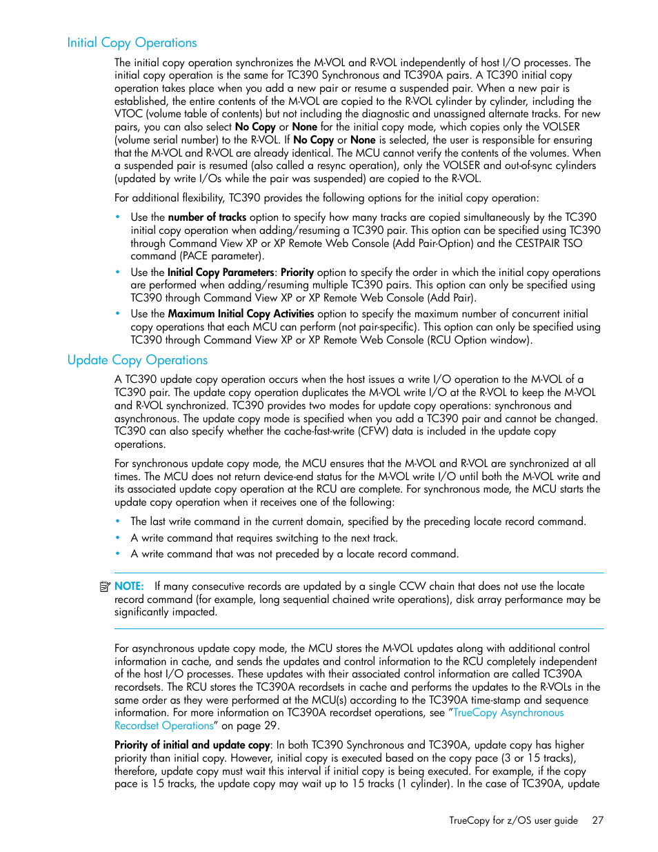 Initial copy operations, Update copy operations | HP StorageWorks XP Remote Web Console Software User Manual | Page 27 / 208