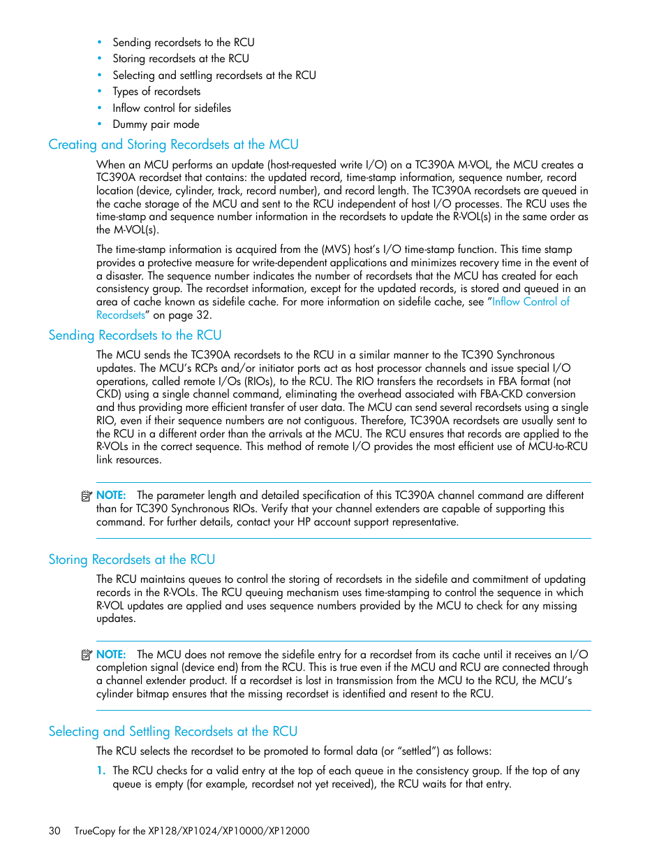 Creating and storing recordsets at the mcu, Sending recordsets to the rcu, Storing recordsets at the rcu | Selecting and settling recordsets at the rcu | HP StorageWorks XP Remote Web Console Software User Manual | Page 30 / 208