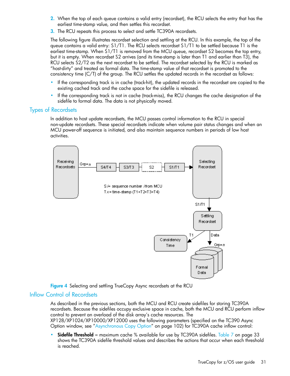Types of recordsets, Inflow control of recordsets, Inflow control of | Recordsets | HP StorageWorks XP Remote Web Console Software User Manual | Page 31 / 208