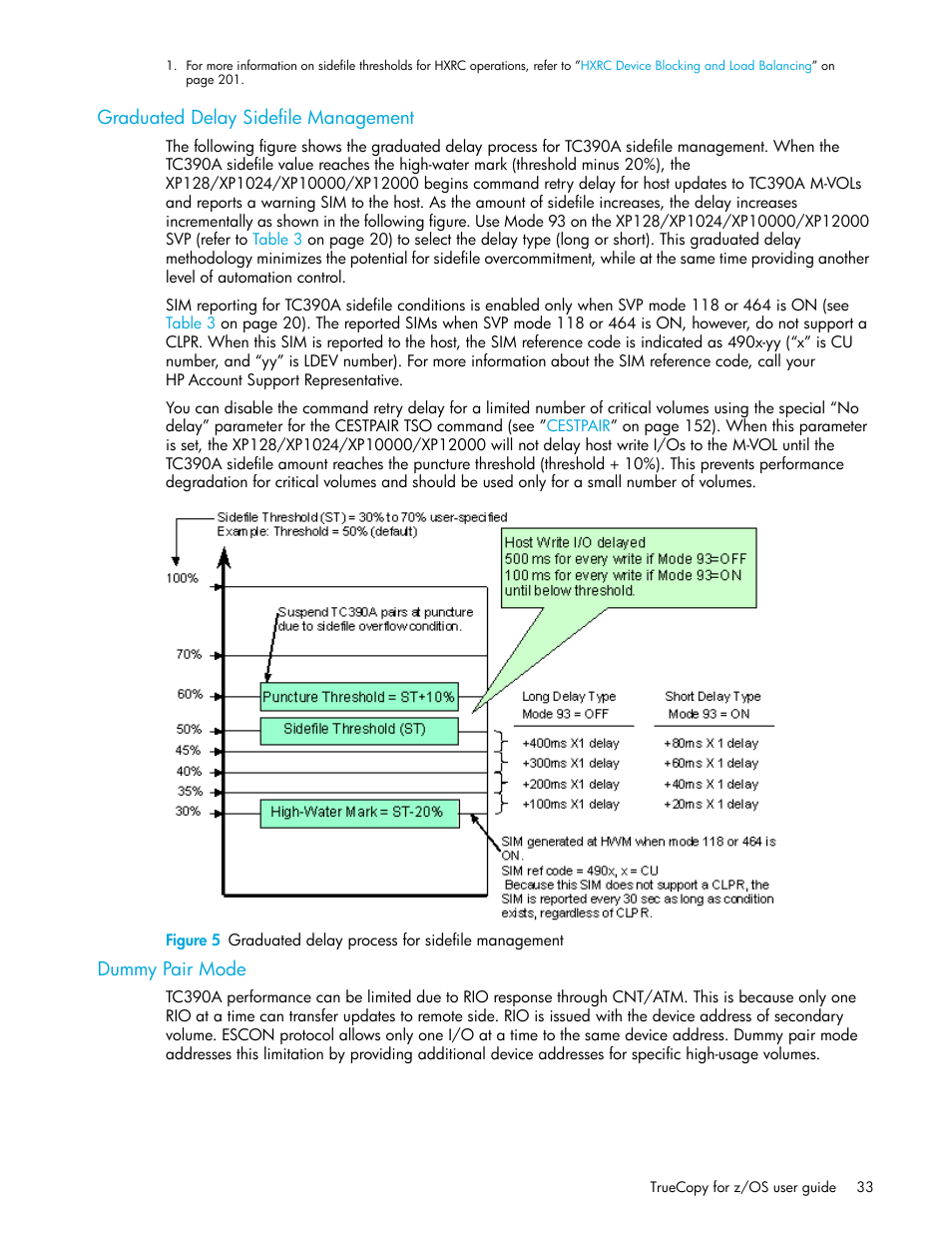 Graduated delay sidefile management, Dummy pair mode, 5 graduated delay process for sidefile management | Graduated delay sidefile management” on | HP StorageWorks XP Remote Web Console Software User Manual | Page 33 / 208