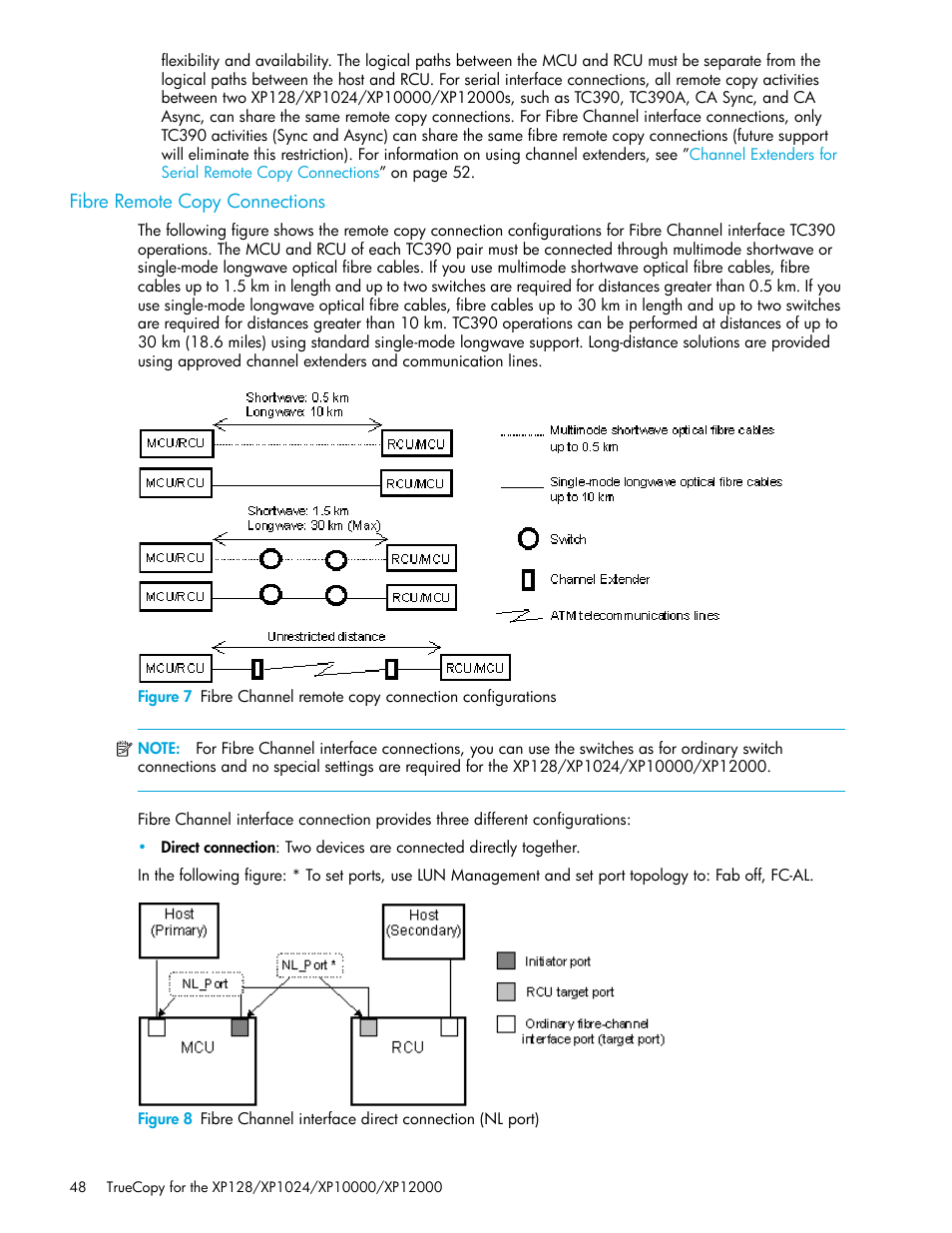 Fibre remote copy connections | HP StorageWorks XP Remote Web Console Software User Manual | Page 48 / 208