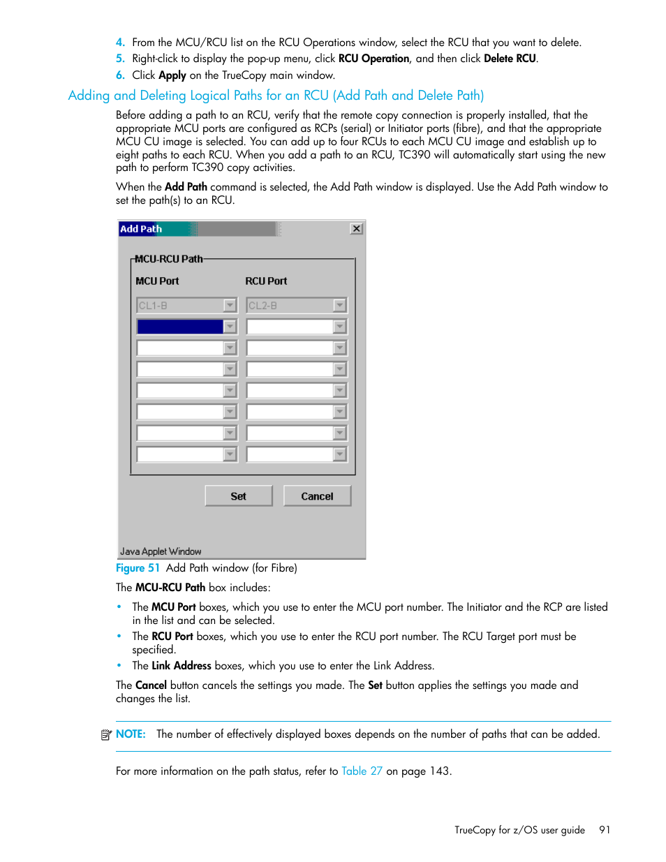 Figure 51 add path window (for fibre), 51 add path window (for fibre) | HP StorageWorks XP Remote Web Console Software User Manual | Page 91 / 208