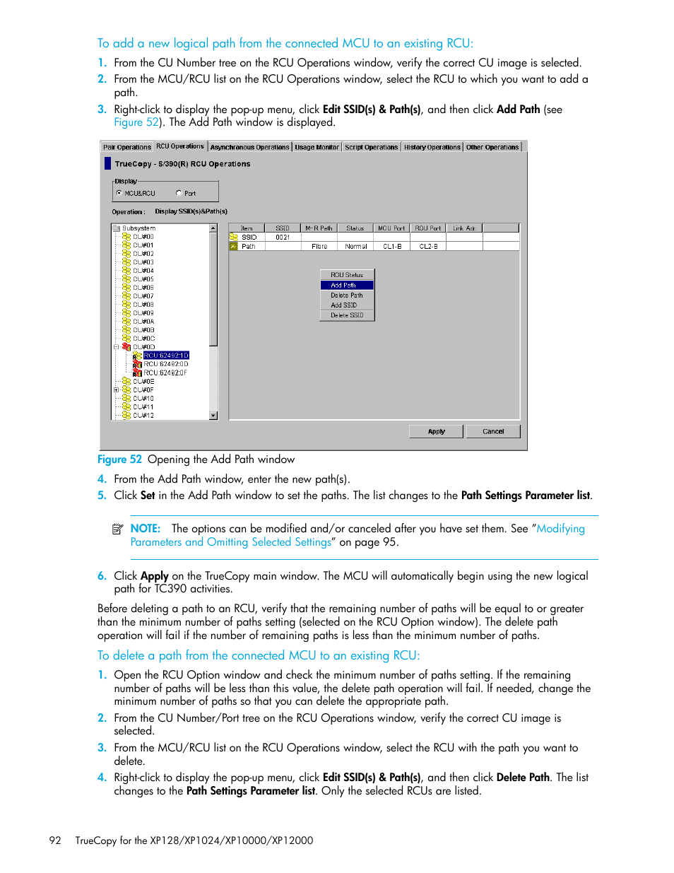 Figure 52 opening the add path window, 52 opening the add path window | HP StorageWorks XP Remote Web Console Software User Manual | Page 92 / 208