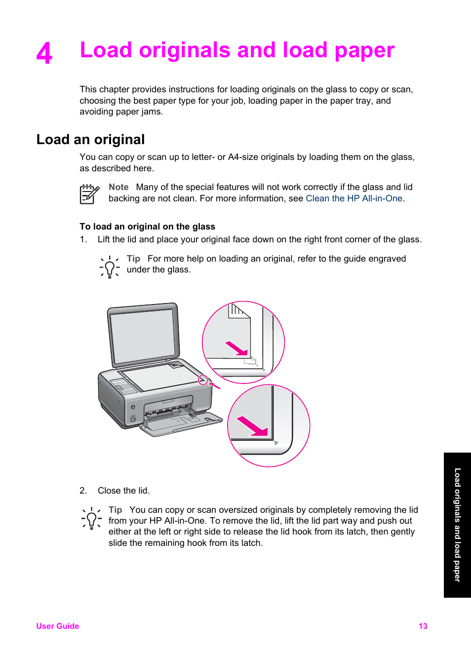 Load originals and load paper, Load an original | HP PSC 1510xi All-in-One Printer User Manual | Page 16 / 96