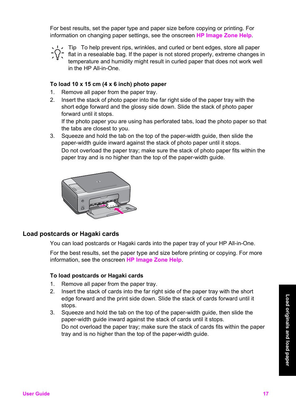 Load postcards or hagaki cards | HP PSC 1510xi All-in-One Printer User Manual | Page 20 / 96