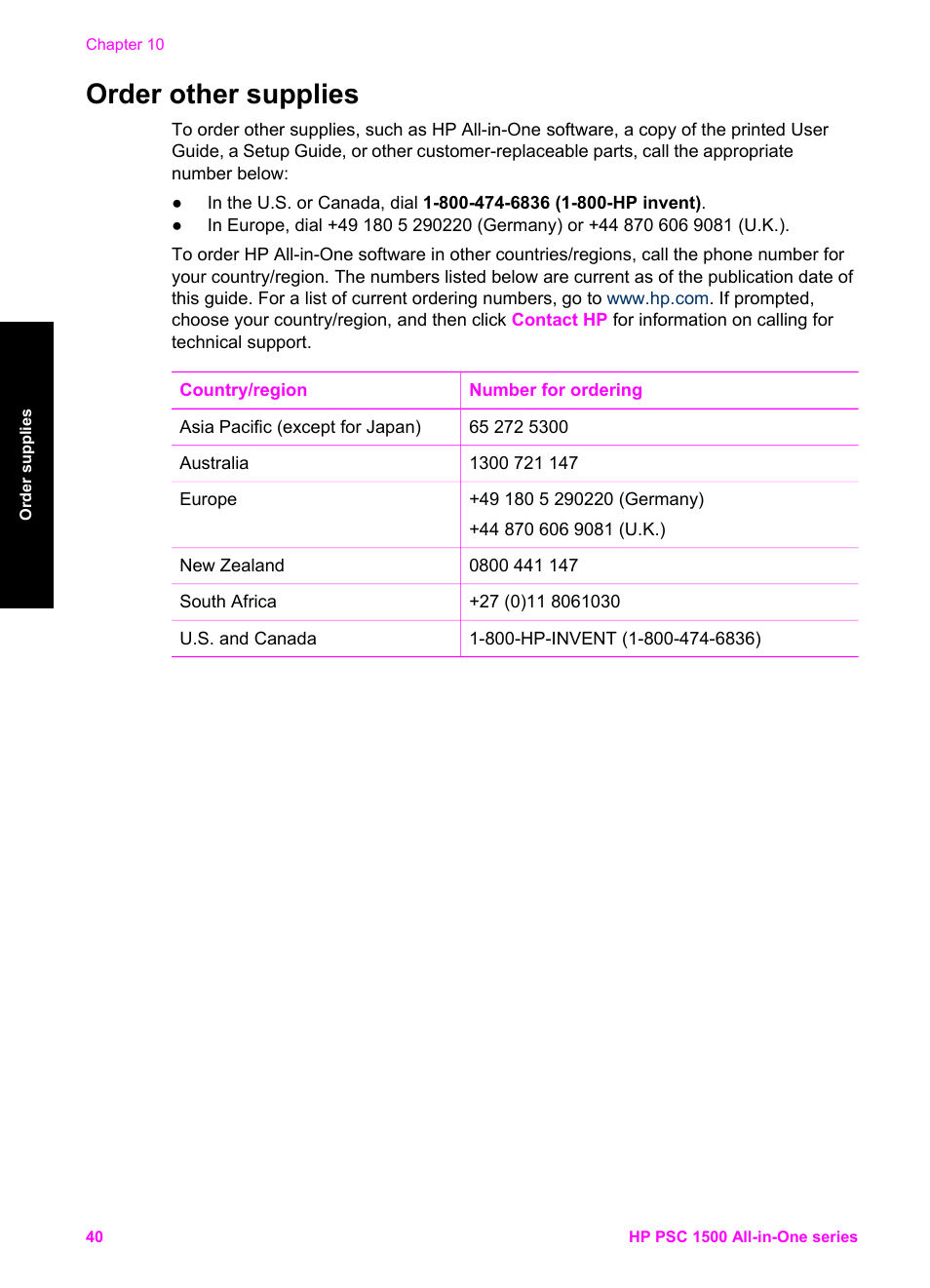 Order other supplies | HP PSC 1510xi All-in-One Printer User Manual | Page 43 / 96