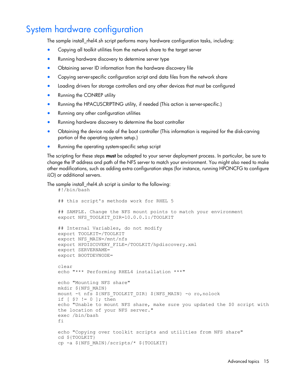 System hardware configuration | HP Linux Server Management Software User Manual | Page 15 / 68