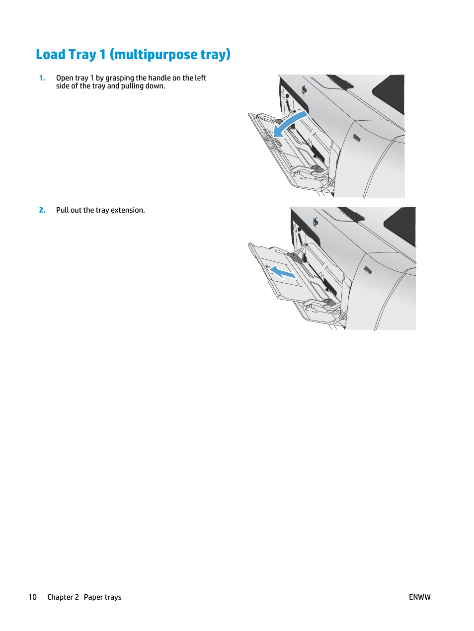 Load tray 1 (multipurpose tray) | HP Color LaserJet Pro MFP M476 series User Manual | Page 20 / 144