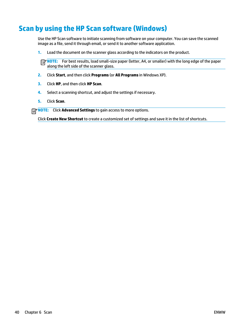 Scan by using the hp scan software (windows) | HP Color LaserJet Pro MFP M476 series User Manual | Page 50 / 144