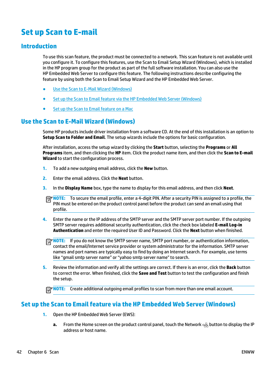 Set up scan to e-mail, Introduction, Use the scan to e-mail wizard (windows) | HP Color LaserJet Pro MFP M476 series User Manual | Page 52 / 144