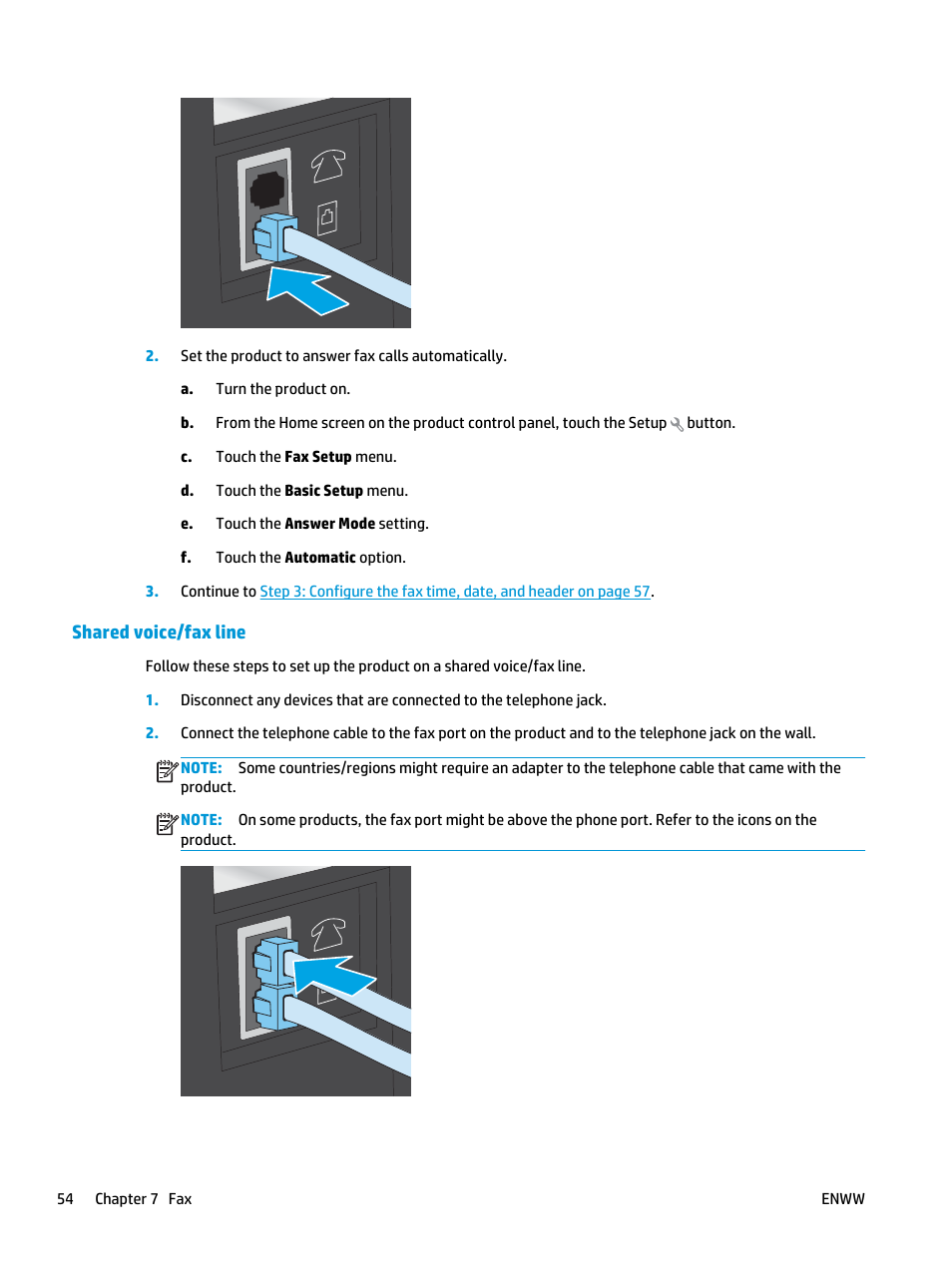 Shared voice/fax line | HP Color LaserJet Pro MFP M476 series User Manual | Page 64 / 144