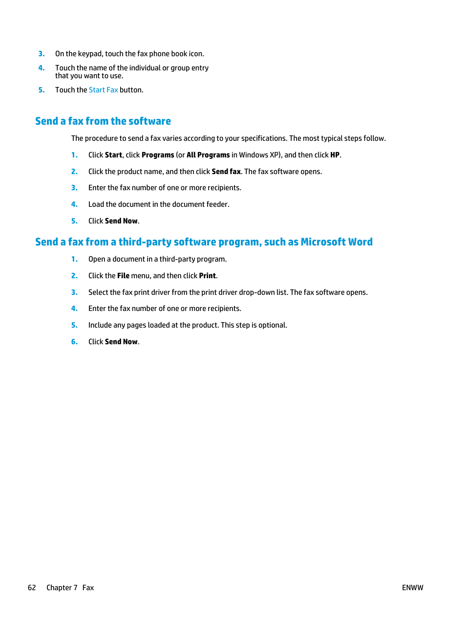 Send a fax from the software | HP Color LaserJet Pro MFP M476 series User Manual | Page 72 / 144