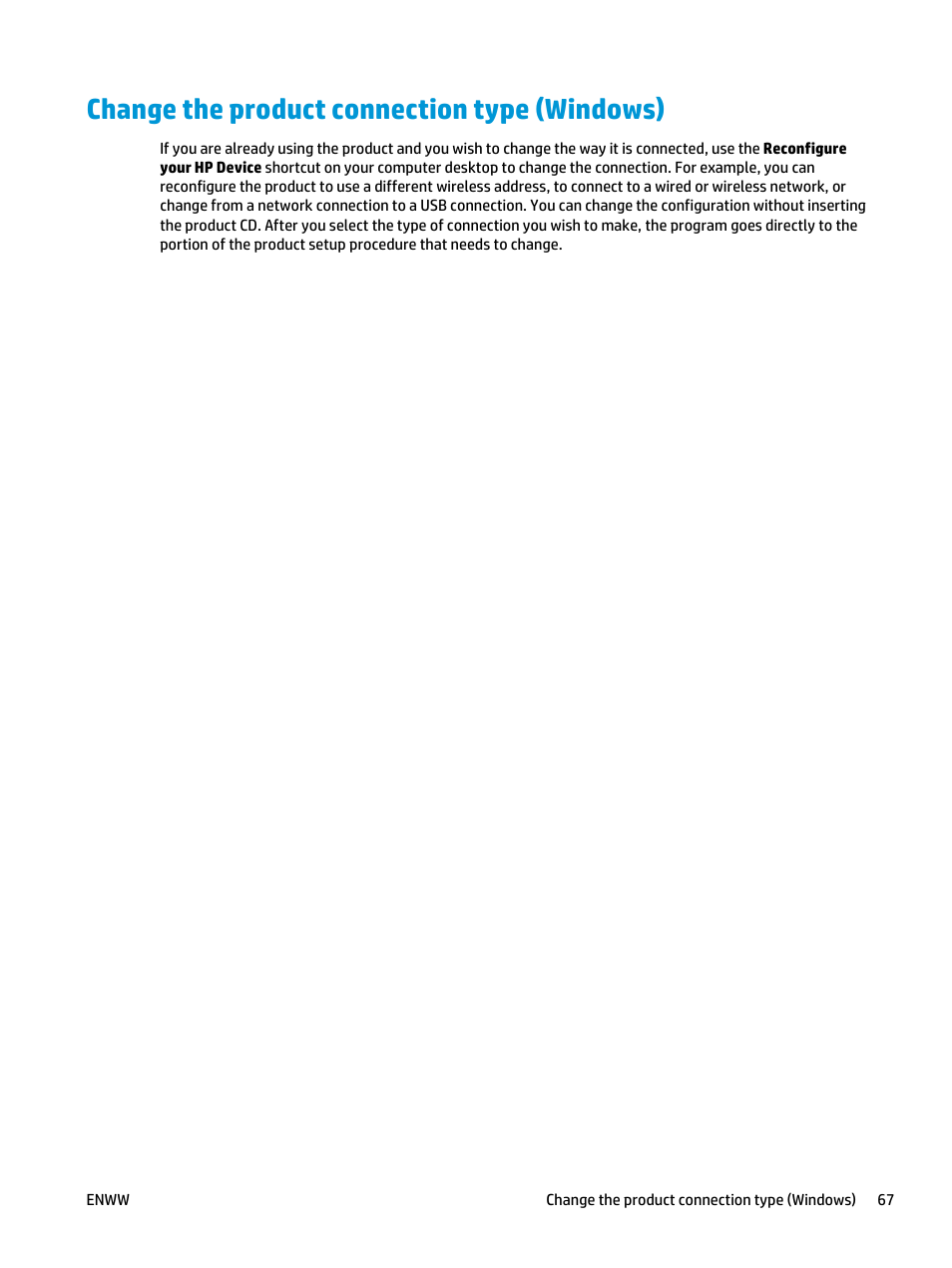 Change the product connection type (windows) | HP Color LaserJet Pro MFP M476 series User Manual | Page 77 / 144