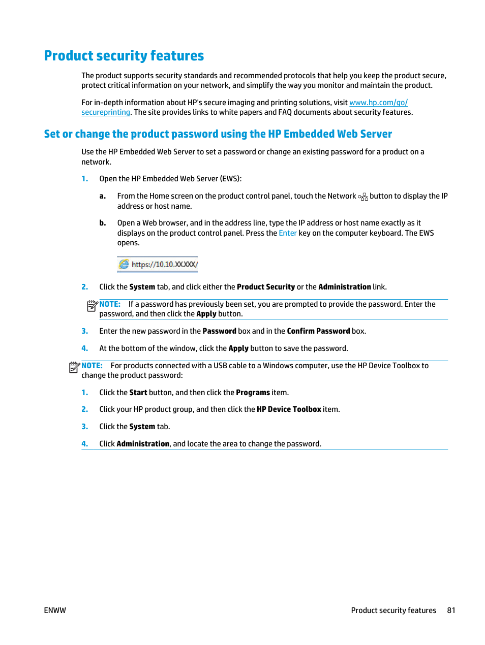 Product security features | HP Color LaserJet Pro MFP M476 series User Manual | Page 91 / 144