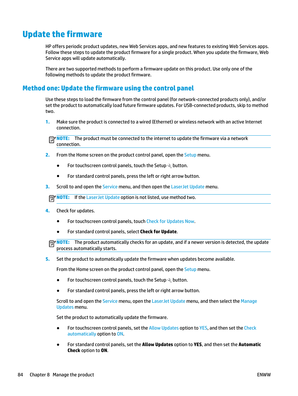 Update the firmware | HP Color LaserJet Pro MFP M476 series User Manual | Page 94 / 144