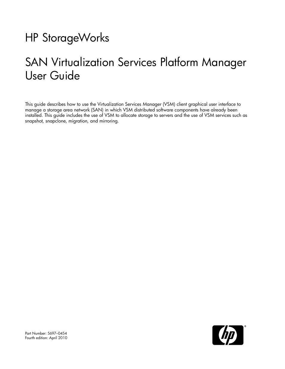 HP SAN Virtualization Services Platform User Manual | 400 pages