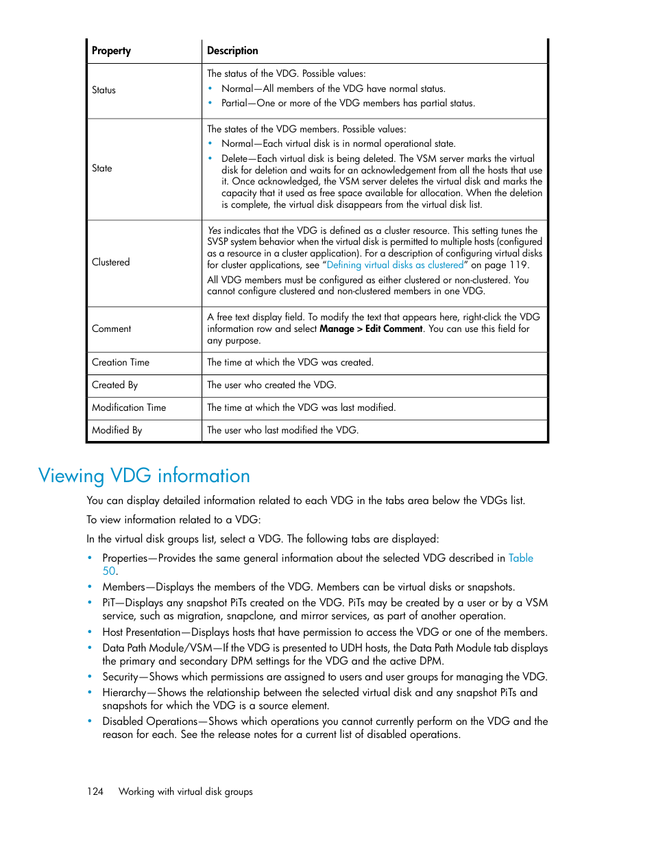 Viewing vdg information | HP SAN Virtualization Services Platform User Manual | Page 124 / 400