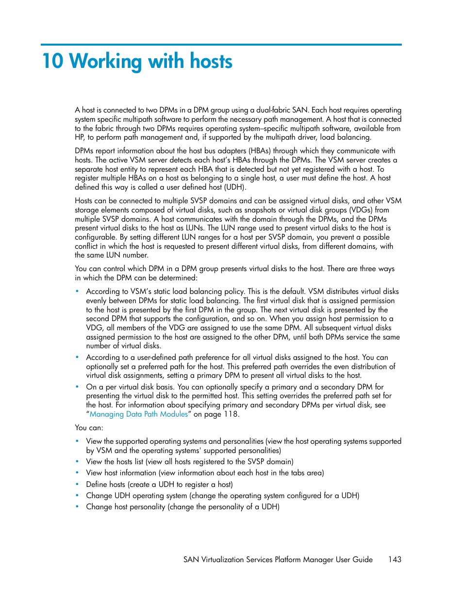 10 working with hosts | HP SAN Virtualization Services Platform User Manual | Page 143 / 400