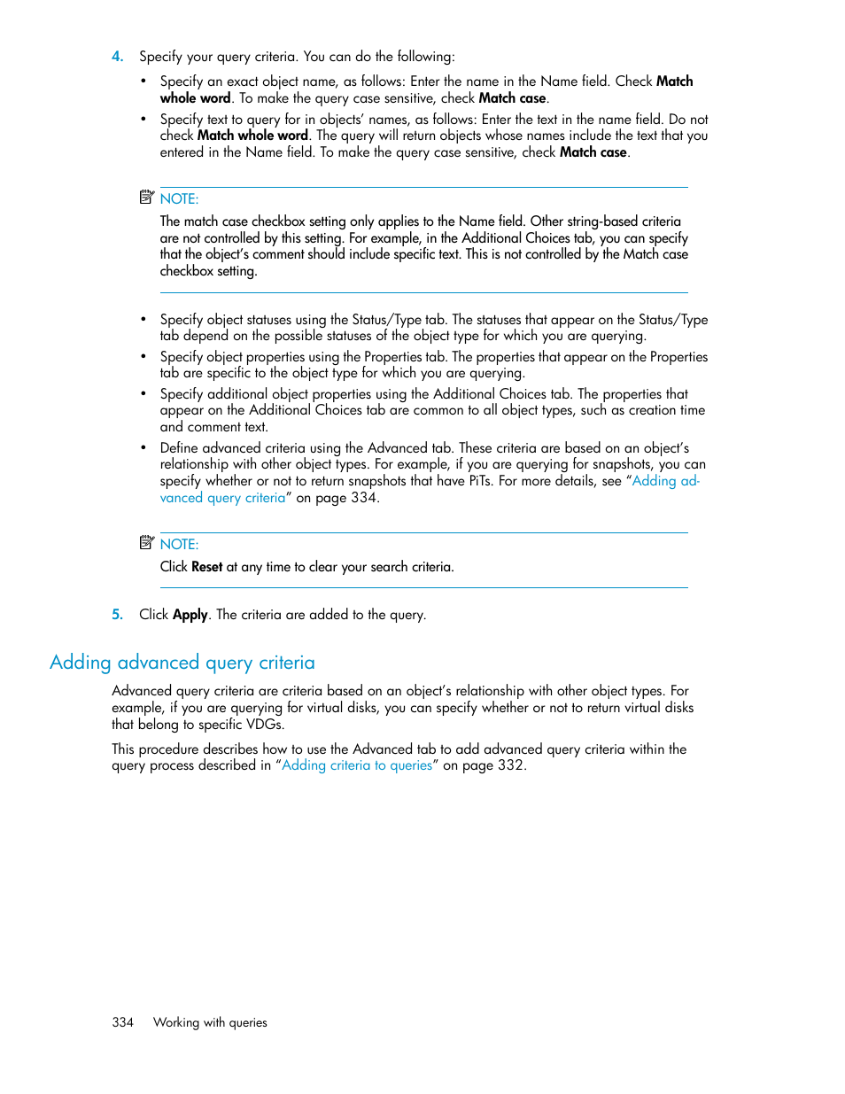 Adding advanced query criteria | HP SAN Virtualization Services Platform User Manual | Page 334 / 400