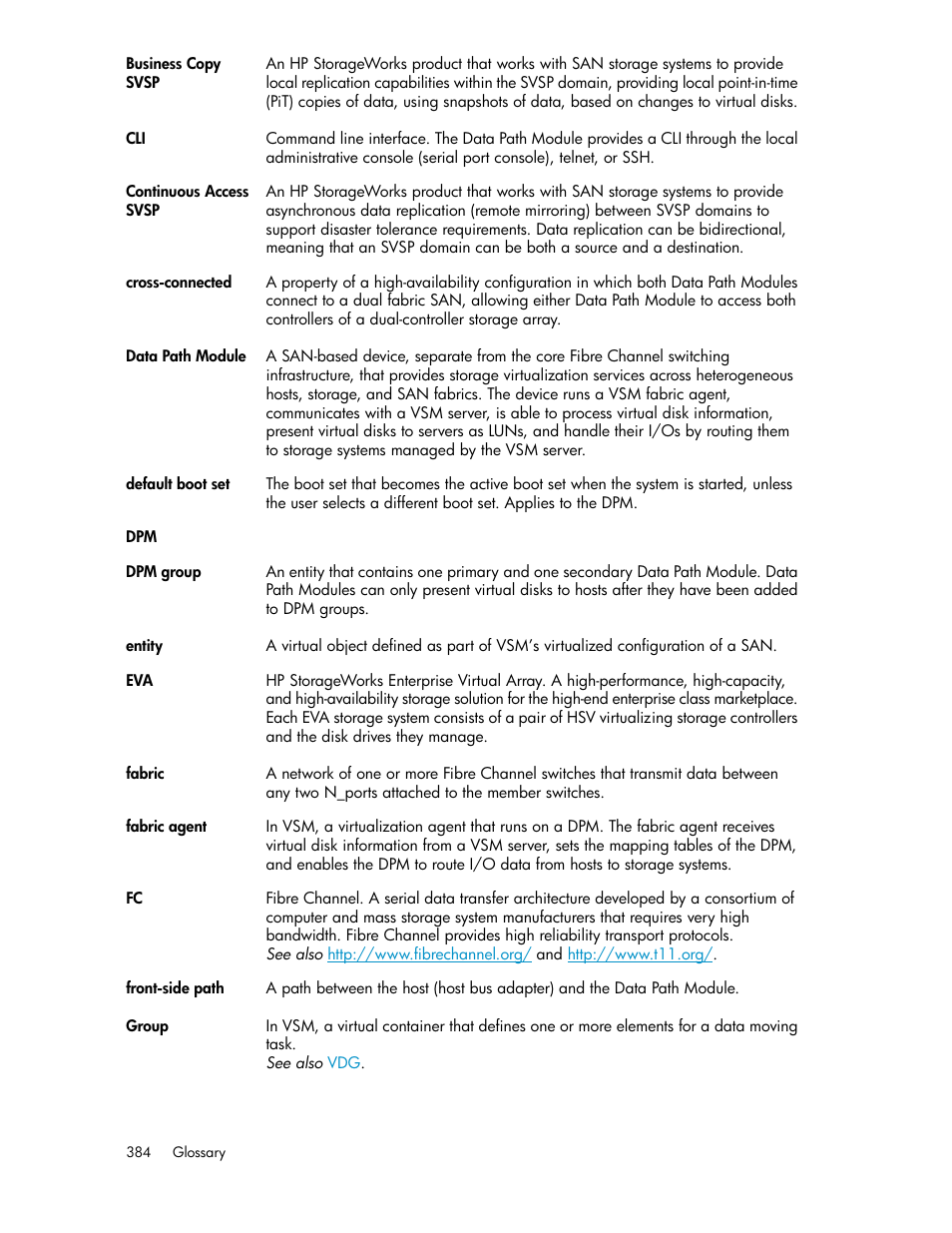 HP SAN Virtualization Services Platform User Manual | Page 384 / 400