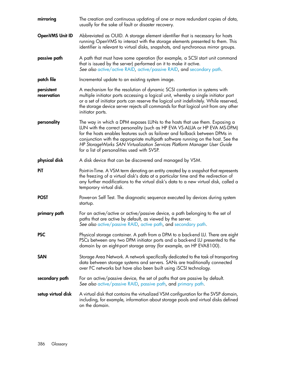 HP SAN Virtualization Services Platform User Manual | Page 386 / 400