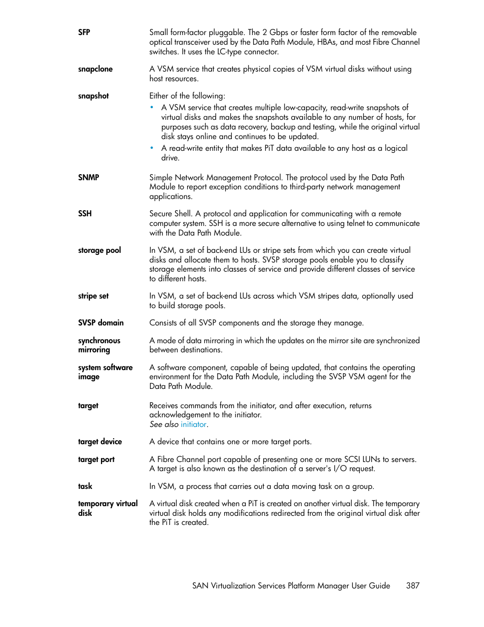 HP SAN Virtualization Services Platform User Manual | Page 387 / 400