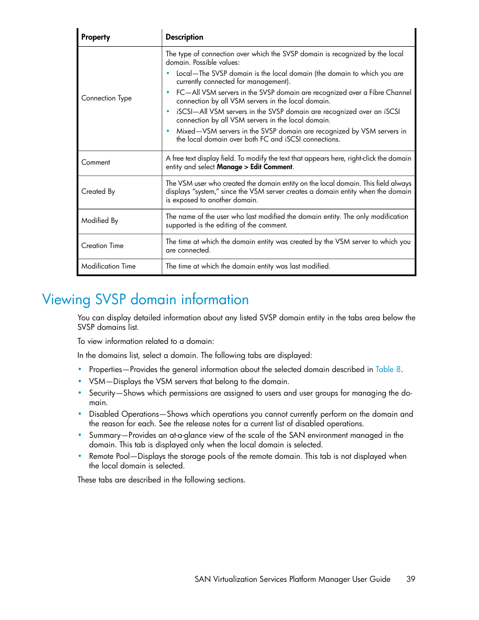 Viewing svsp domain information | HP SAN Virtualization Services Platform User Manual | Page 39 / 400