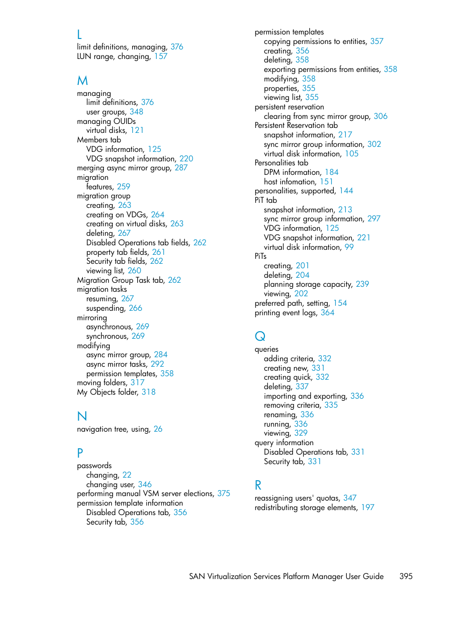 HP SAN Virtualization Services Platform User Manual | Page 395 / 400