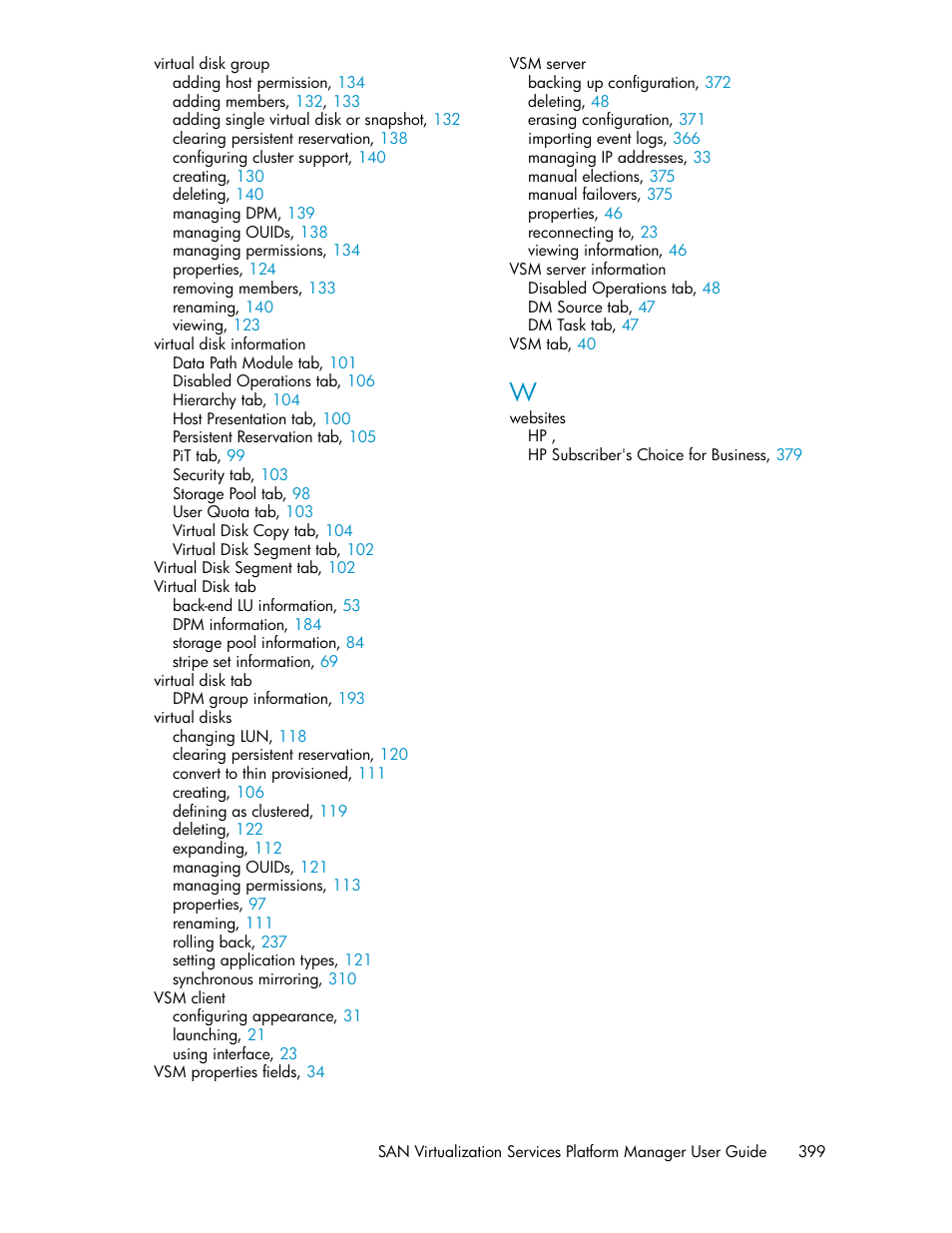 HP SAN Virtualization Services Platform User Manual | Page 399 / 400