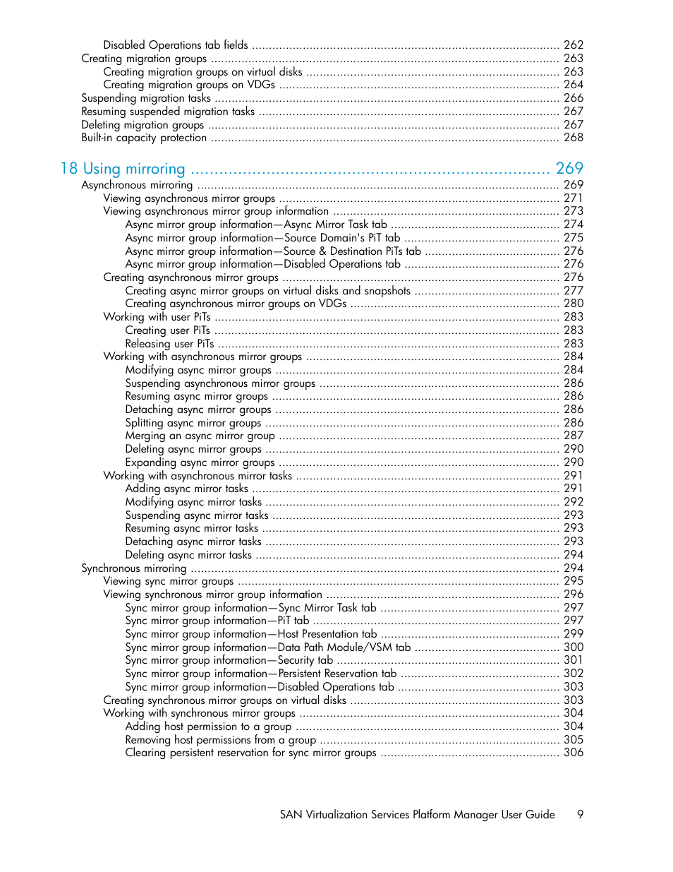 18 using mirroring | HP SAN Virtualization Services Platform User Manual | Page 9 / 400