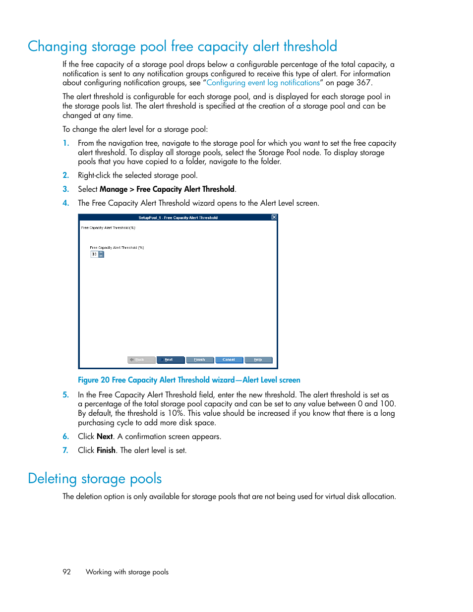 Deleting storage pools, 92 deleting storage pools | HP SAN Virtualization Services Platform User Manual | Page 92 / 400
