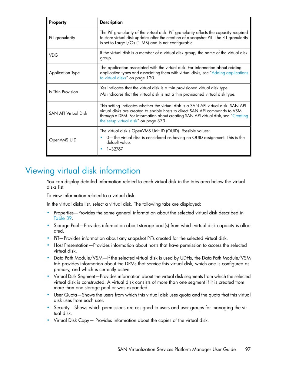 Viewing virtual disk information | HP SAN Virtualization Services Platform User Manual | Page 97 / 400