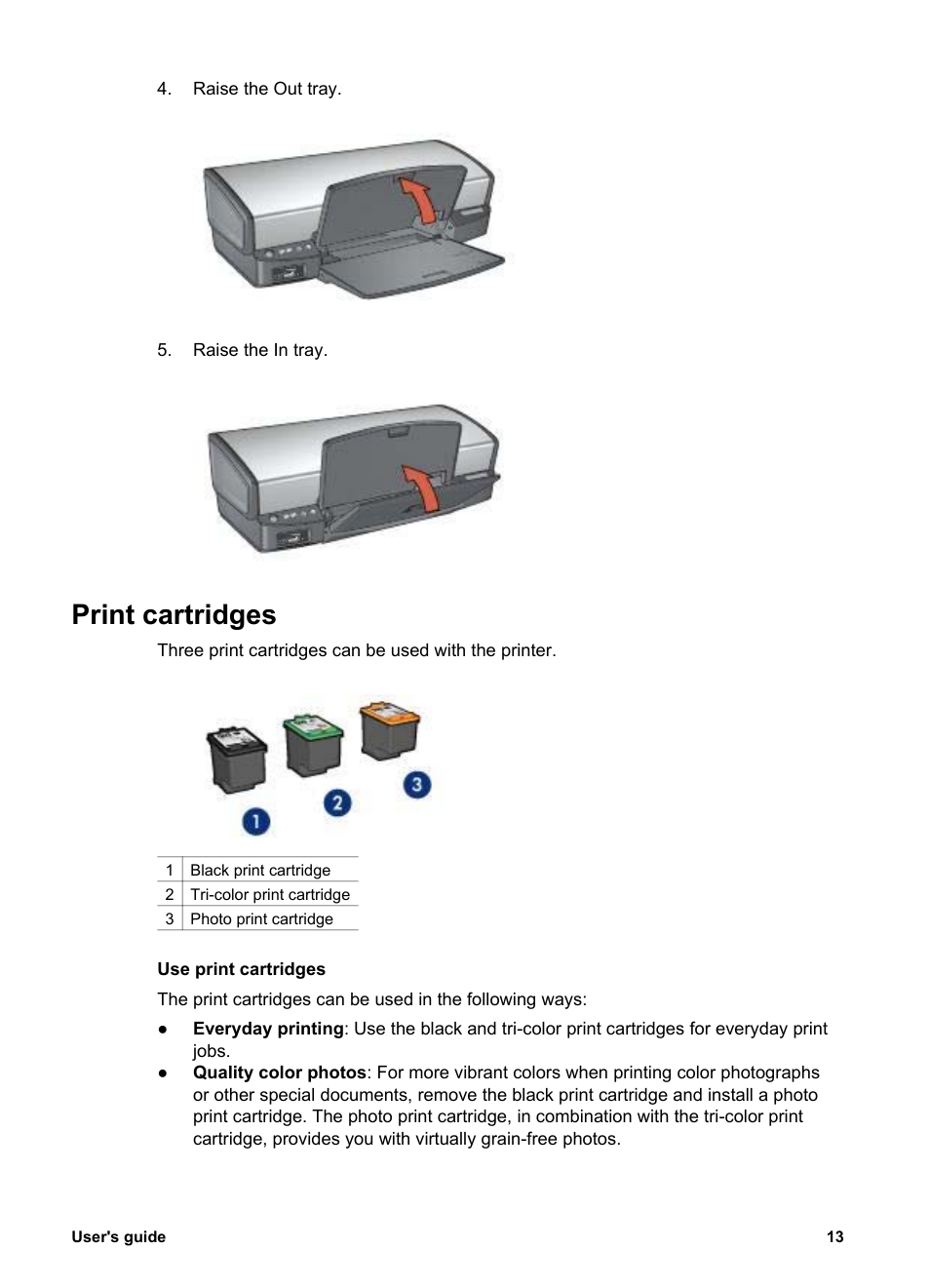 Print cartridges | HP Deskjet 5943 Photo Printer User Manual | Page 15 / 86