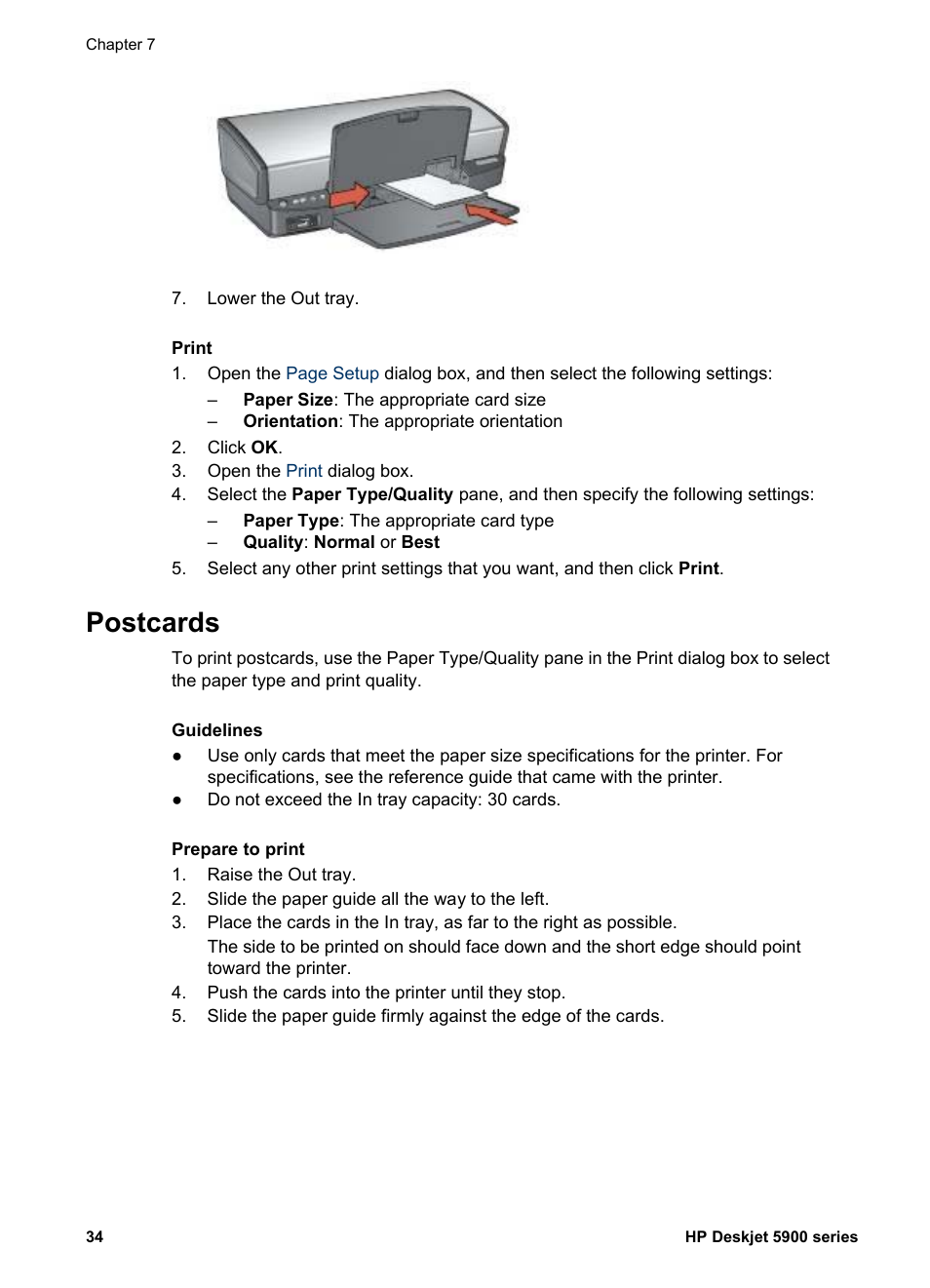 Postcards | HP Deskjet 5943 Photo Printer User Manual | Page 36 / 86