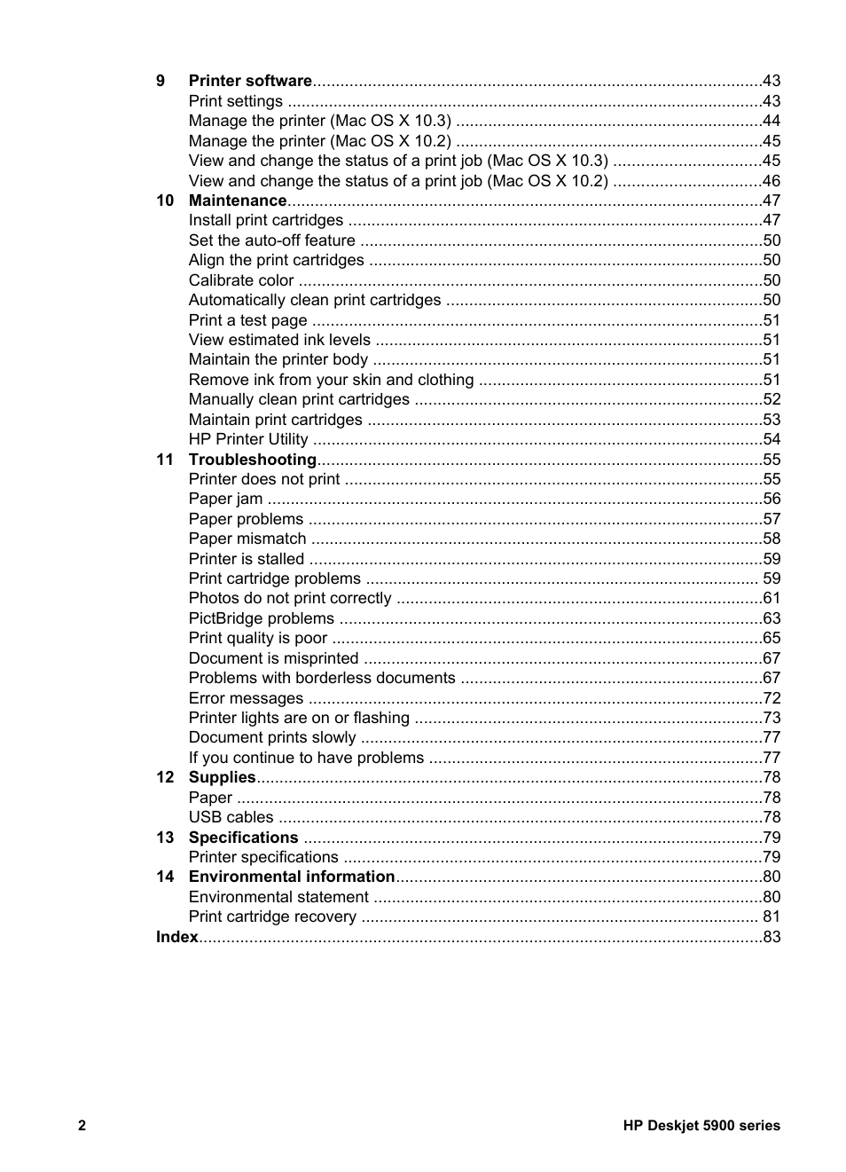 HP Deskjet 5943 Photo Printer User Manual | Page 4 / 86