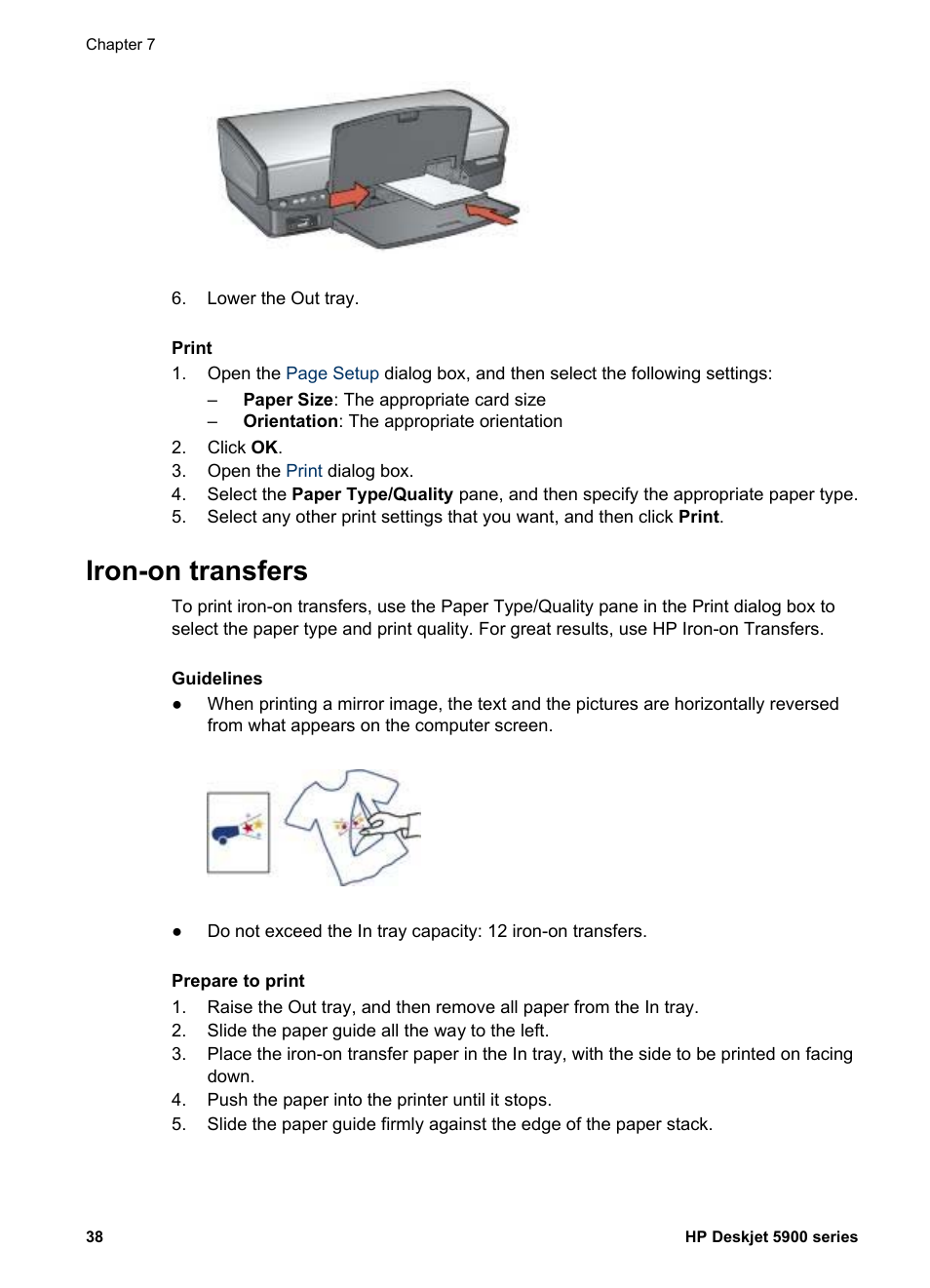 Iron-on transfers | HP Deskjet 5943 Photo Printer User Manual | Page 40 / 86