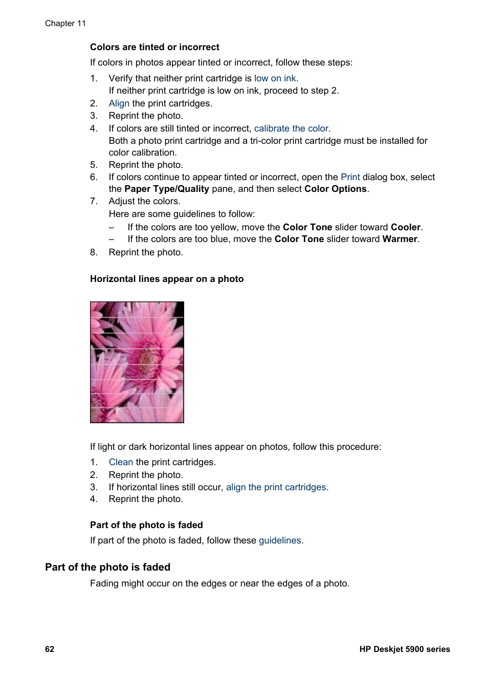 Part of the photo is faded | HP Deskjet 5943 Photo Printer User Manual | Page 64 / 86