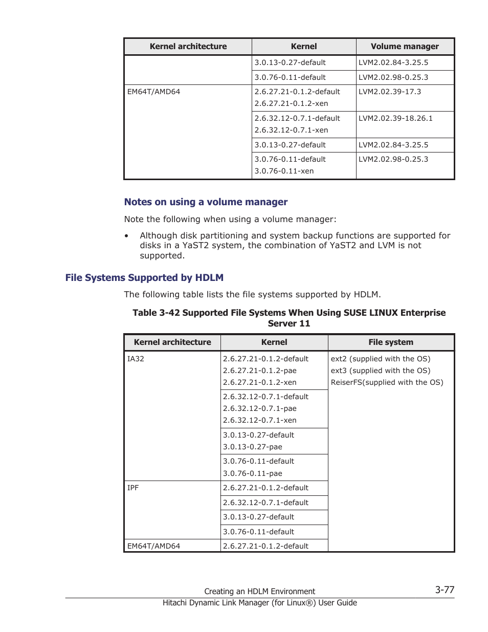 File systems supported by hdlm -77 | HP Hitachi Dynamic Link Manager Software Licenses User Manual | Page 149 / 716