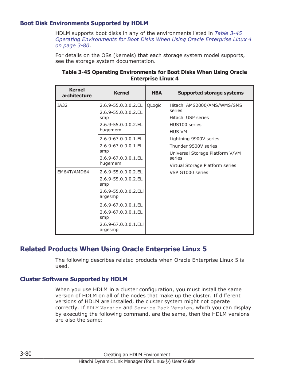 Boot disk environments supported by hdlm -80, Cluster software supported by hdlm -80, Related products | Related | HP Hitachi Dynamic Link Manager Software Licenses User Manual | Page 152 / 716