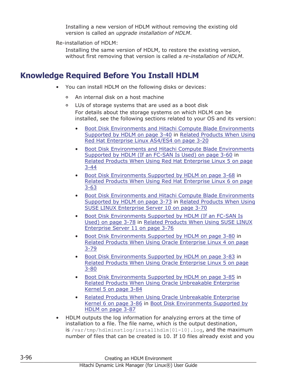 Knowledge required before you install hdlm, Knowledge required before you install hdlm -96 | HP Hitachi Dynamic Link Manager Software Licenses User Manual | Page 168 / 716