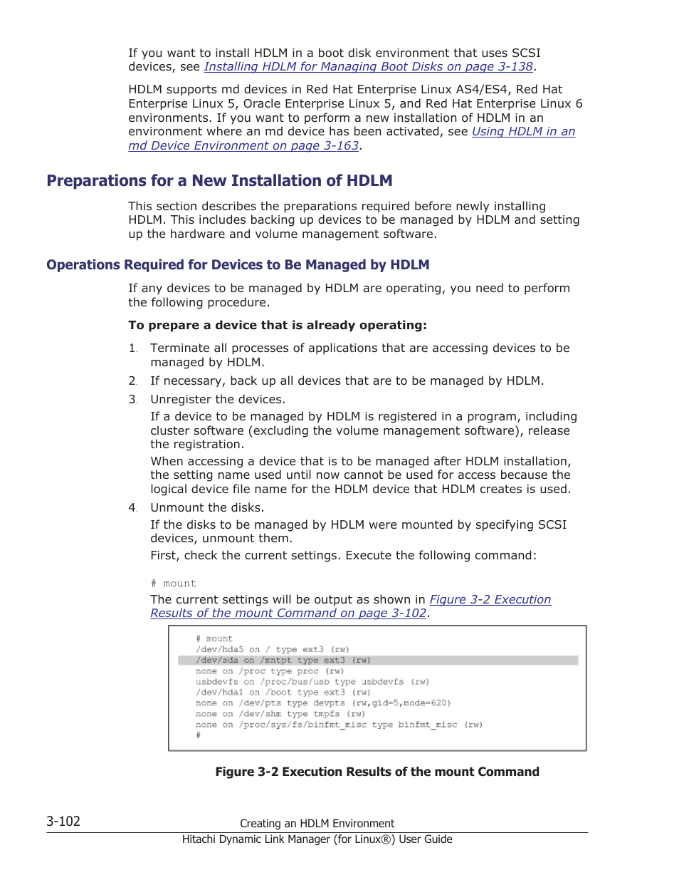 Preparations for a new installation of hdlm, Preparations for a new installation of hdlm -102 | HP Hitachi Dynamic Link Manager Software Licenses User Manual | Page 174 / 716