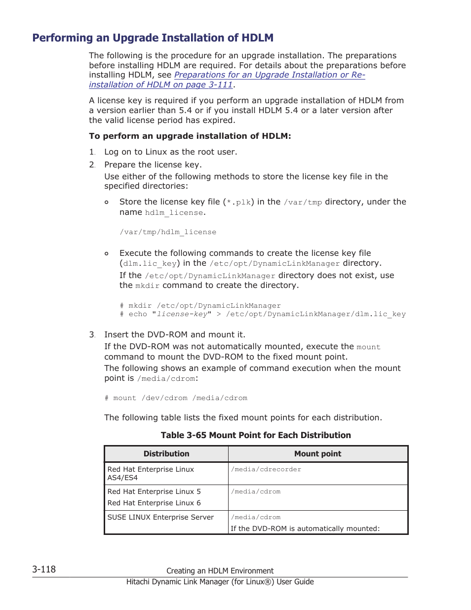 Performing an upgrade installation of hdlm, Performing an upgrade installation of hdlm -118 | HP Hitachi Dynamic Link Manager Software Licenses User Manual | Page 190 / 716