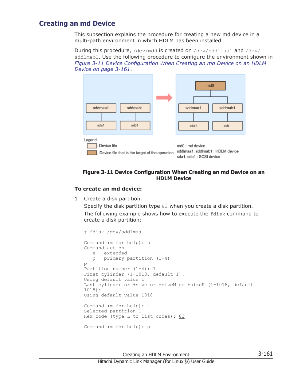 Creating an md device, Creating an md device -161 | HP Hitachi Dynamic Link Manager Software Licenses User Manual | Page 233 / 716