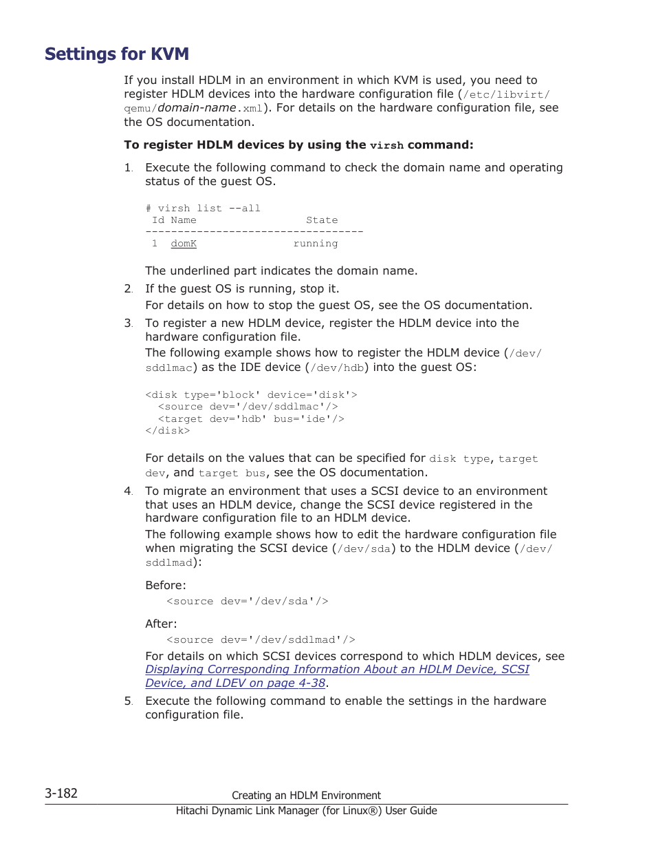 Settings for kvm, Settings for kvm -182 | HP Hitachi Dynamic Link Manager Software Licenses User Manual | Page 254 / 716